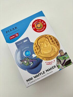 Disney Pixar Dash BUZZ LIGHTYEAR Mini Waffle Maker, 4" Ceramic Nonstick Surface